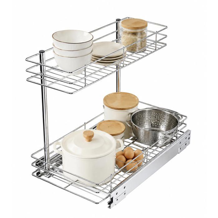 FANHAO Organisateur sous évier Cuisine Rangement sous évier 2 étages Organisateur placard cuisine Chrome