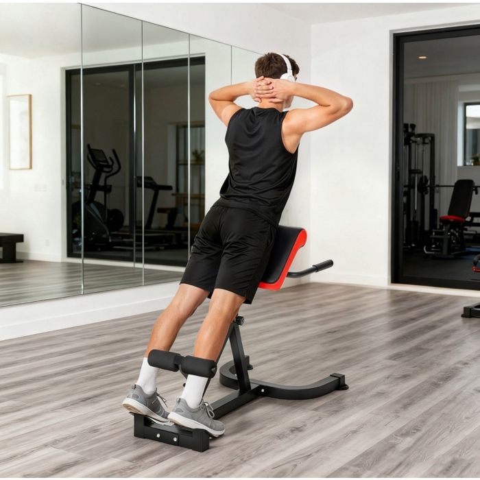 Chaise romaine réglable – banc dhyperextension en acier – rouge et noir – 120 kg