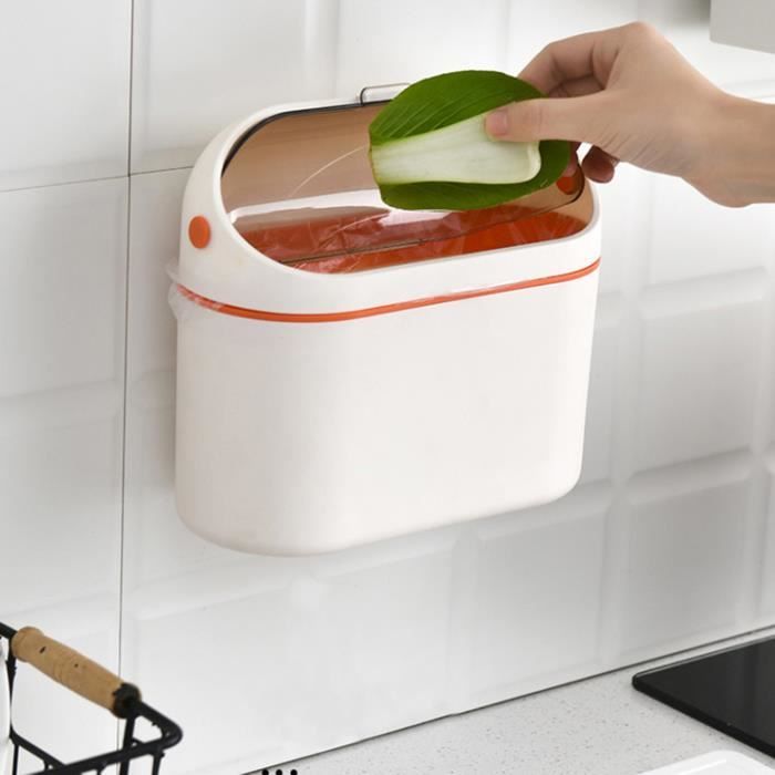 Poubelle De Cuisine Avec Couvercle Presseur 10 L - Format étroit 32x32x15 Cm - Pour Petits Espaces