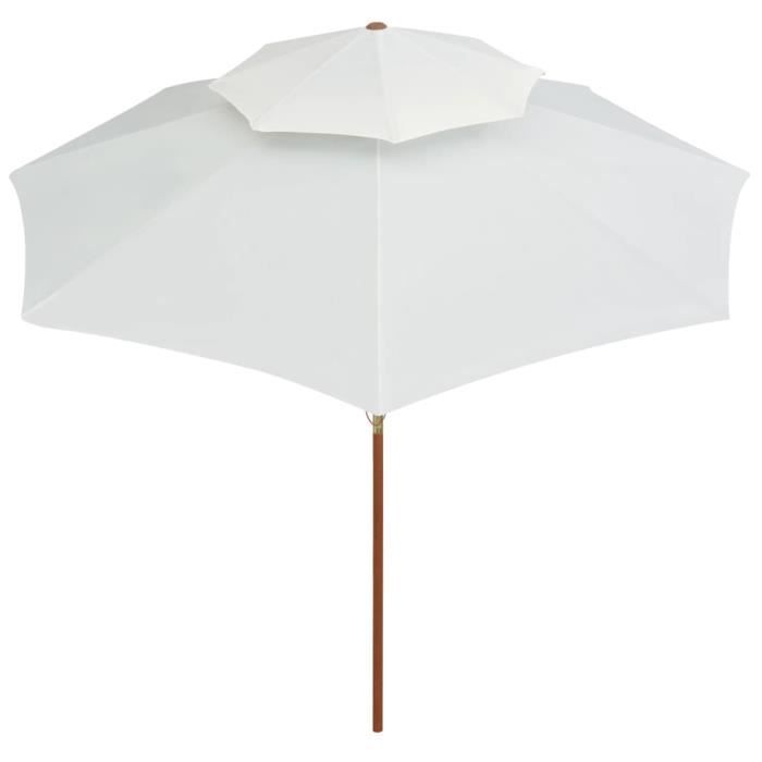 Atyhao Parasol de terrasse 270 x 270 cm Poteau en bois Blanc crème 98666