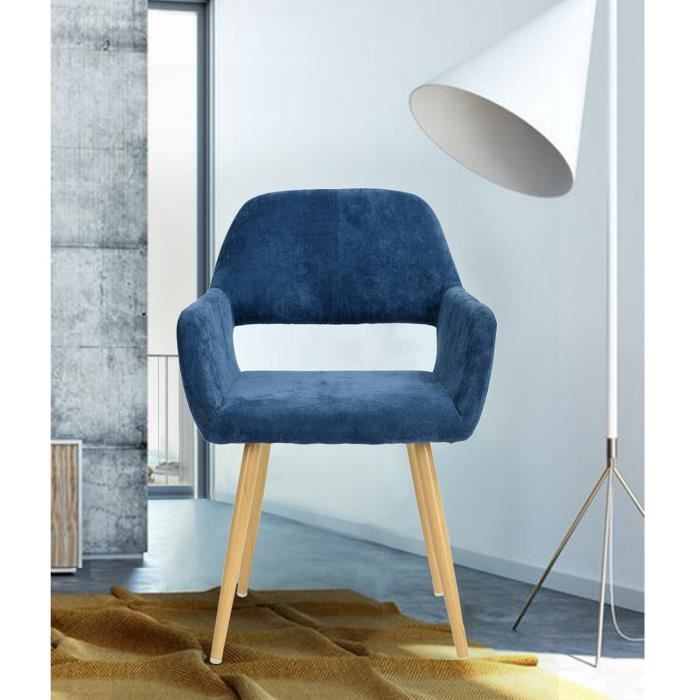 Lot De 2 Fauteuils Scandinave Bleus Metal Look Bois Achat