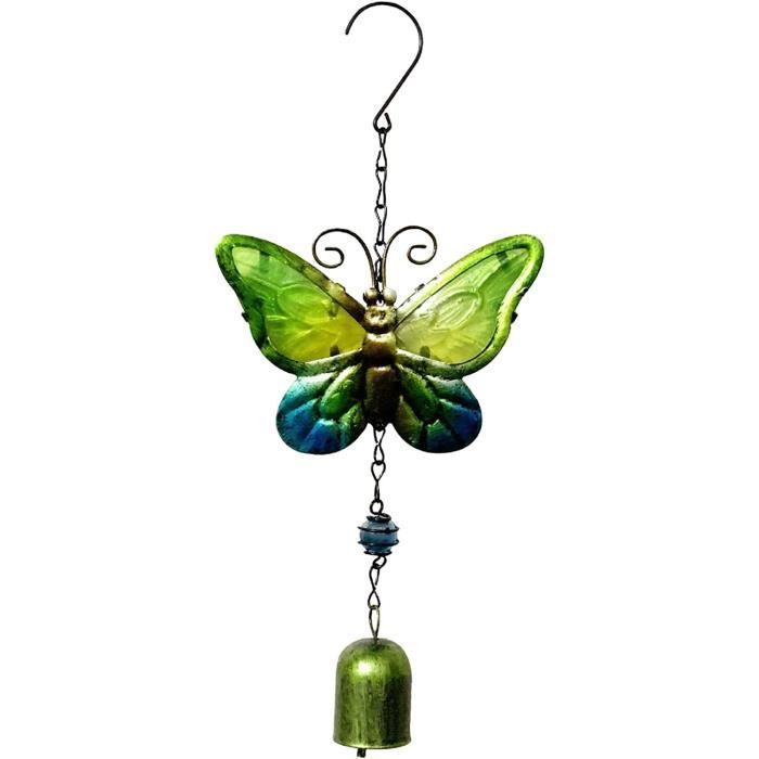 Moulin à Vent Papillon 3D Métal 25 Cm – Décoration Jardin Suspendue Attrape-Vent Coloré