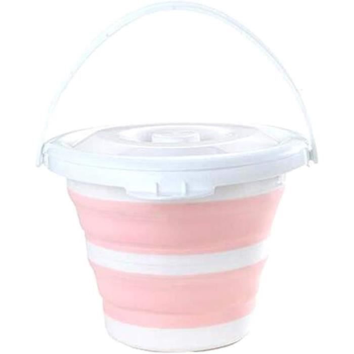 Seau Pliable Portable, Bleu Pliable, Avec Couvercle, Design