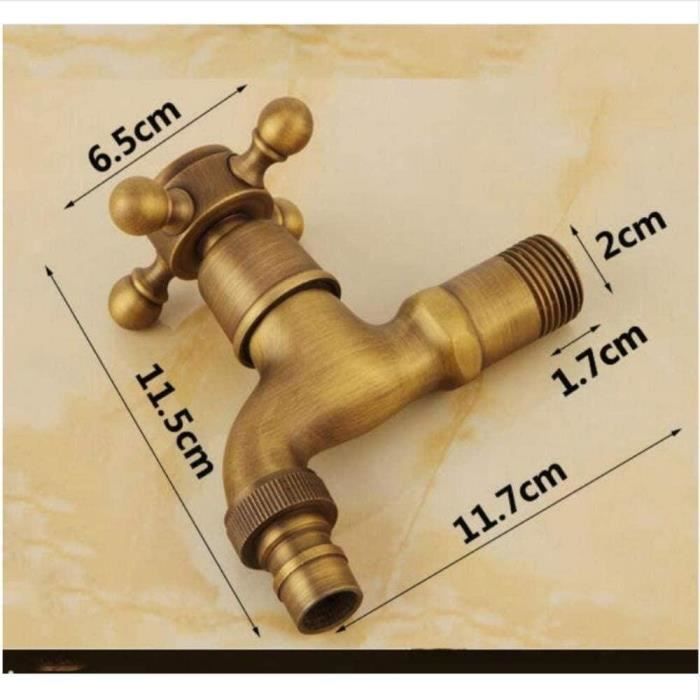 Robinet Mural Laiton Antique Eau Froide - Design Vintage G1/2 - Pour Jardin, Lave-linge, Décoration Extérieure - 4