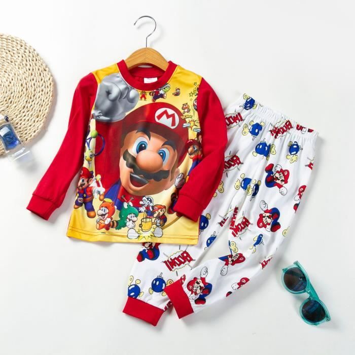 Les freres Mario 130 cm Ensemble de pyjama Super Mario Bros pour enfants Vetements de nuit d hiver pour Cdiscount Jeux Jouets