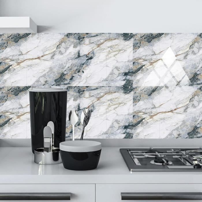 Dalle Pvc Adhesive Murale 20X20 Marbre Stickers Cuisine Stickers Muraux