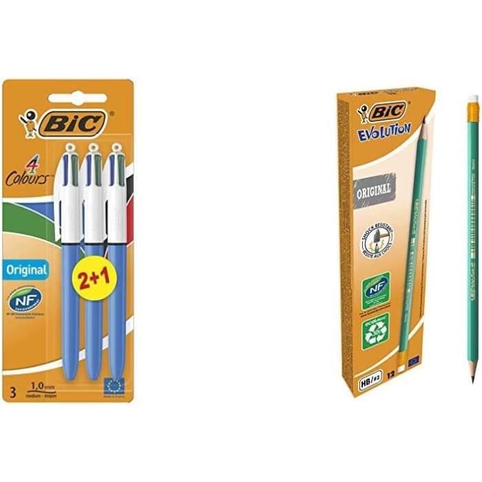 4 Couleurs Original Stylo-Billes Rétractable Pointe Moyenne (1,0 Mm