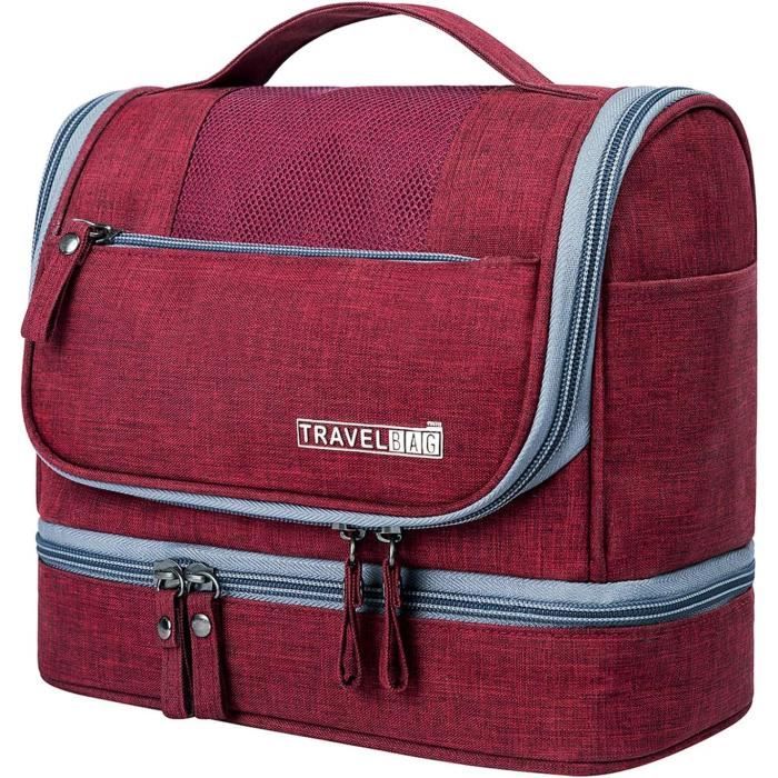Trousse De Toilette Cuir Suspendue Pour Homme – Dopp Kit Voyage – 10,5x4,3x8,7 Pouces – Noir