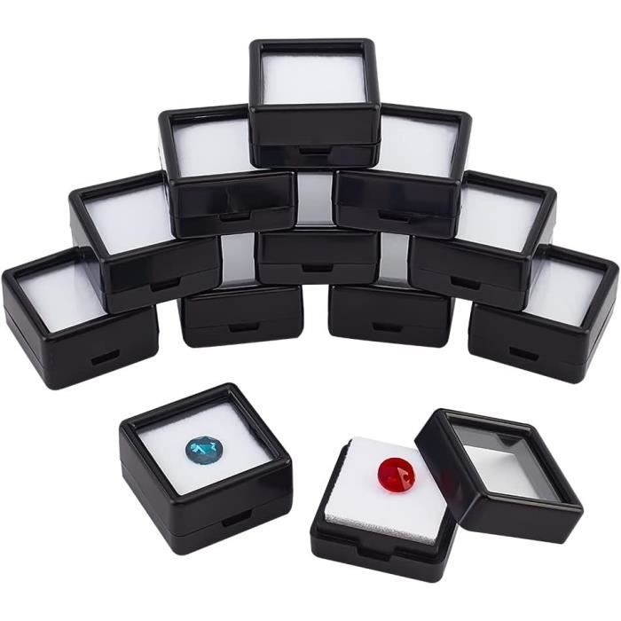 4 Boîtes Rangement Pierres Précieuses - Cuir PU Avec Fenêtre - Écrin à Bijoux Petit Format