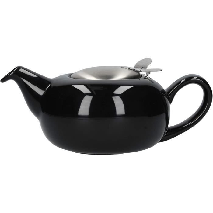 Théière Galet Avec Infuseur Pour Thé En Vrac, Grès, Noir Brillant, 4 ...