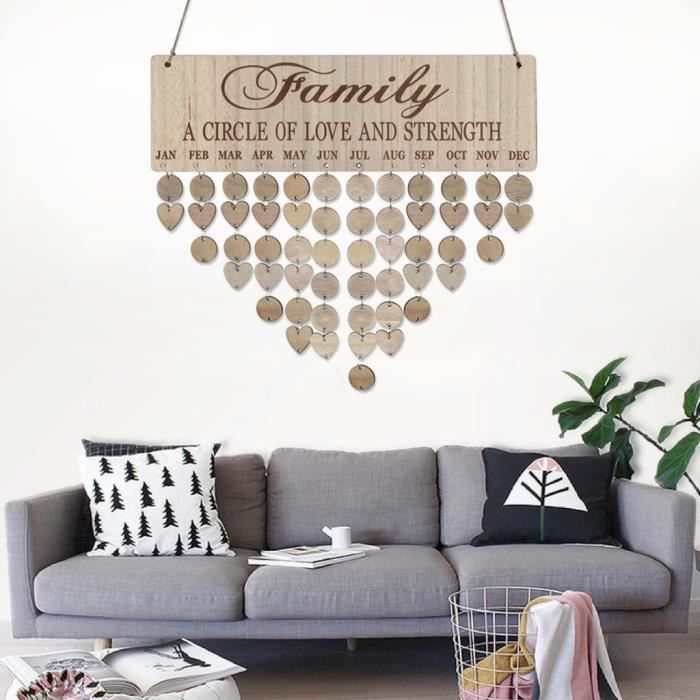 A Dinglong Anniversaire De La Famille Plaque De Panneau Bricolage Suspendus En Bois Anniversaire Rappel Calendrier Bougeoirs Cuisine Et Maison Centroarco Com