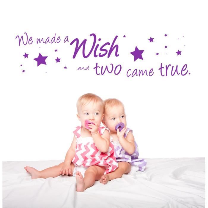 Nous Avons Fait Un Vœu Et Deux Vrais Jumeaux Pepiniere Chambre De Bebe Sticker Mural Autocollant Citation Cdiscount Bricolage