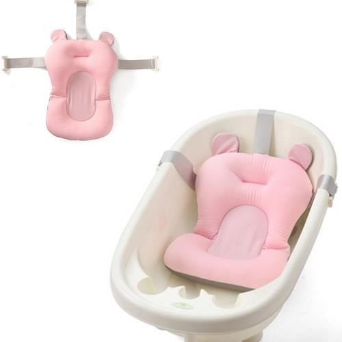 Tapis Baignoire Bébé Flottant - Siège De Bain Avec Ceinture Sécurité, Rembourrage EPS, 0-6 Mois, Bleu
