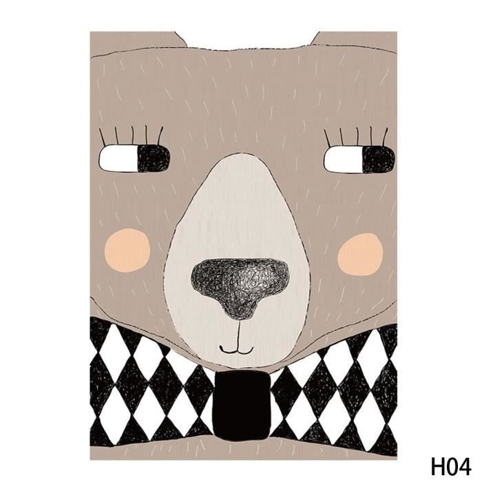 Dessin Anime Kawaii Animal Ours Imprime Peinture A L Huile Wall Art Wall Ative Photos Pour Salon Enfants Bebe Chambre S Imprimer Aff Cdiscount Maison