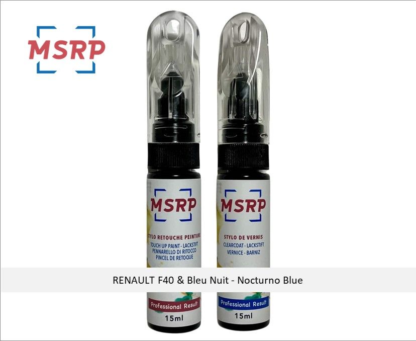 MSRP FRANCE - Kit stylo retouche peinture voiture pour RENAULT F40 & Bleu Nuit - Nocturno Blue - Atténuer rayures ou éclats de pe...