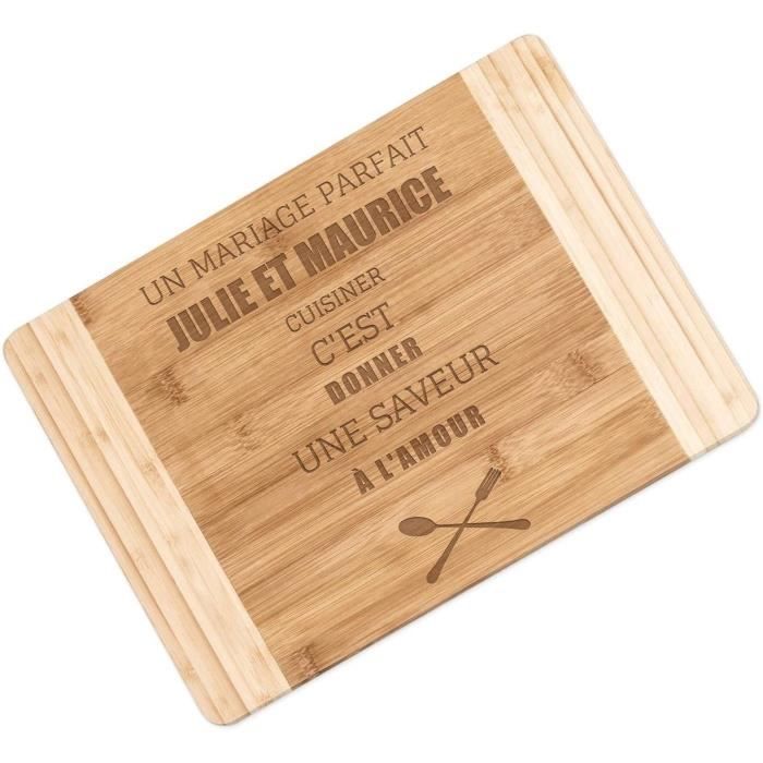 Planche à Découper Bambou Gravée « La Petite Cuisine De Papa » – Personnalisable Avec Prénom – 25x30 Cm – Cadeau Fête Des Pères