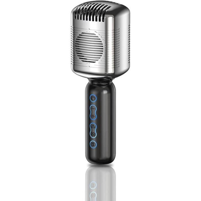 Mini Microphone Chantant Argenté à Condensateur - Jack 3,5 Mm Pour Téléphone, Karaoké, Enregistrement - Avec Support