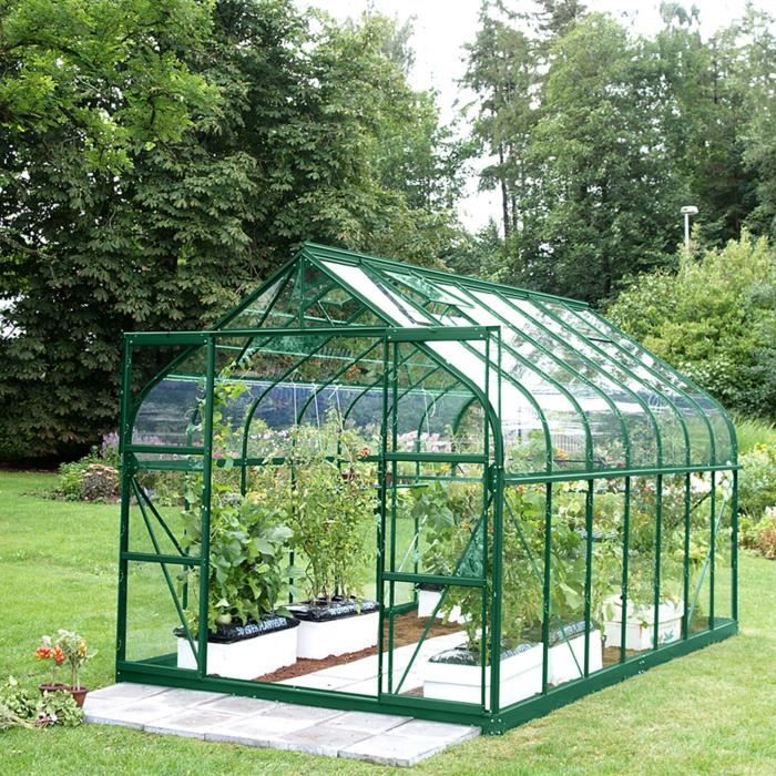 lams serre de jardin aloe diana 11500 11 45 m aluminium et verre trempe vert cdiscount jardin
