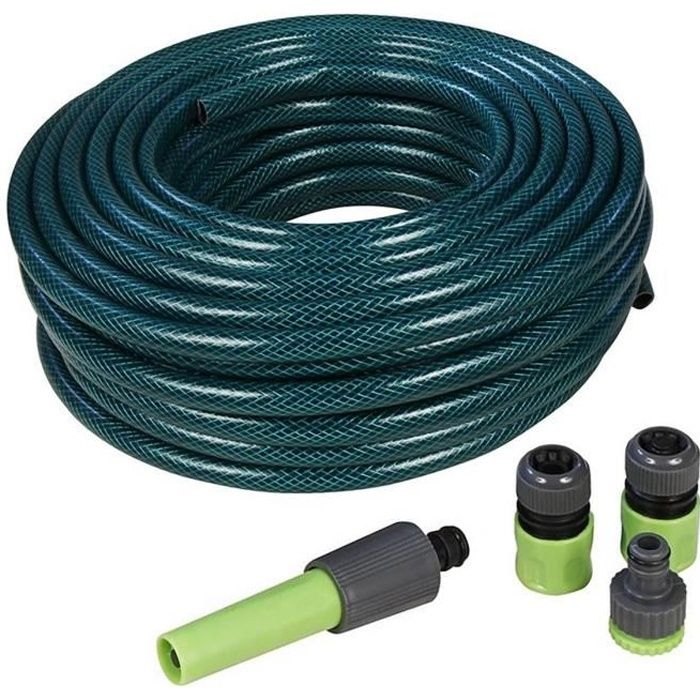 Kit Tuyau arrosage 30 m diam 15 mm + Lance + 3 embouts raccords rapide Tuyau 1/2