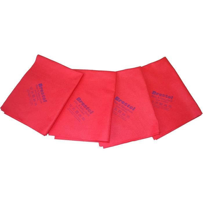 Lot De 4 Chiffons De Polissage En Microfibre Pour Verre à Vin - 45 X 60 Cm Reutilisables Sans Traces En Microfibre Avec Bord Rouge 99009226