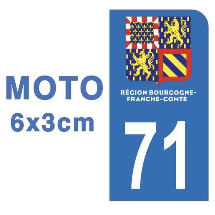 Stickers Immatriculation Département 71 - Logo Bourgogne Franche-Comté (Lot De 2)