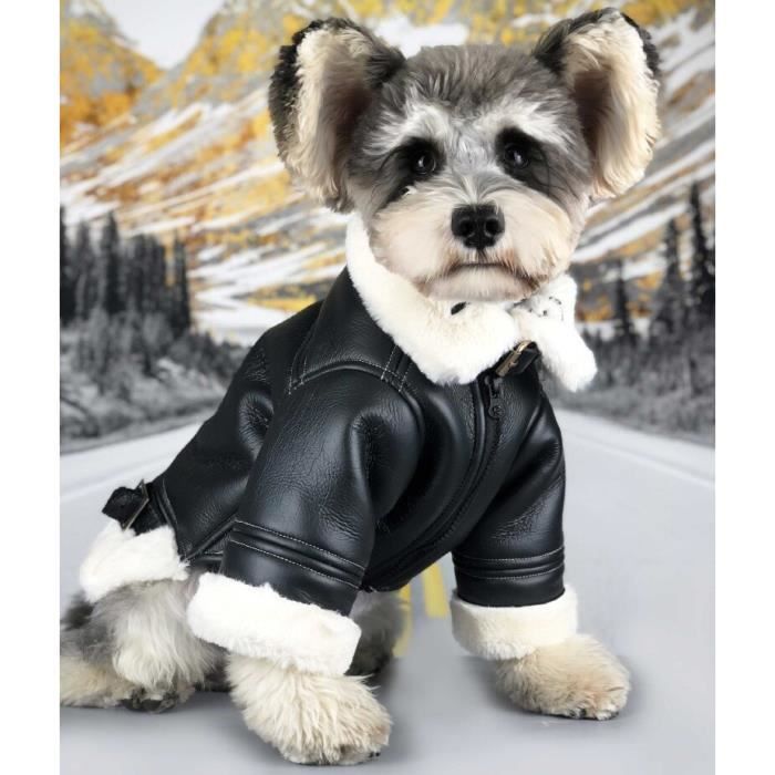 B1001 black XXL Veste en cuir souple pour chien manteau chaud vetements d hiver pour chien bouledogue francais vetements imper Cdiscount