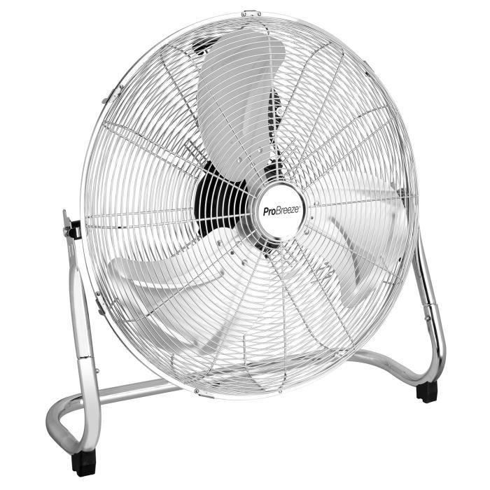 Ventilateur de Sol - Pro Breeze - 50cm - 3 Vitesses - Chrome - Tête Réglable - Pro Breeze