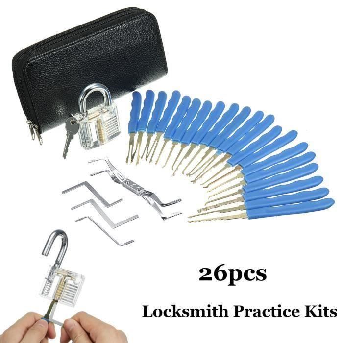 Coffret de crochetage de serrure 24 pièces, avec cadenas d'entraînement transparent, idéal pour débutants et professionnels | Leroy Merlin