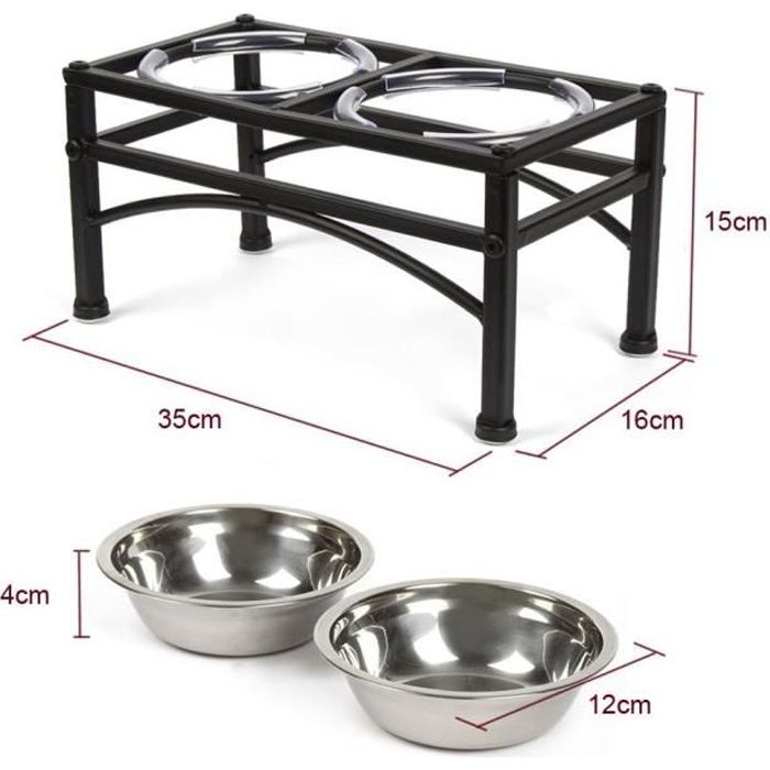 Meilleurs prix pour Porte-Gamelles Surélevée - Funkeen® - Inox - Pour Petit Chien et Chat - Design Soigneux - 2 Bols