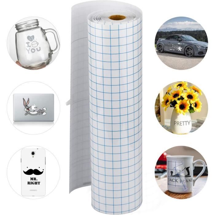 Papier Transfert Vinyle Rouleau 30,5 X 457 Cm - Avec Grille D'alignement Rouge, Compatible Silhouette Cameo, Cricut, Oracal