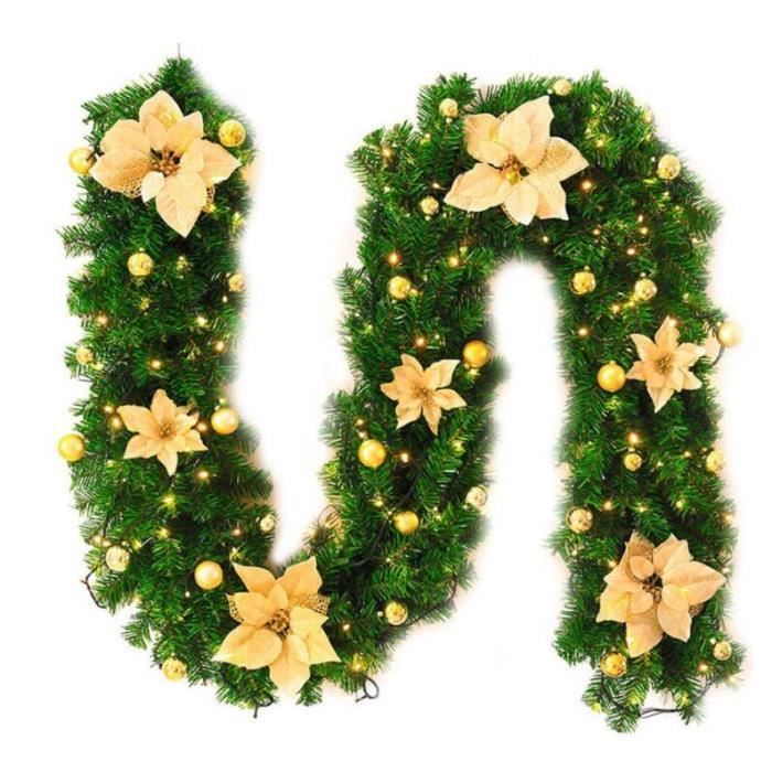 270Cm Guirlande Sapin Noel Artificiel, Couronne Sapin Vert Arbre Avec