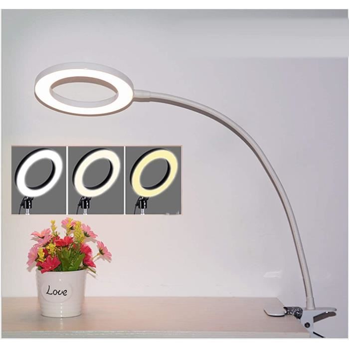 Argent White Light teng hong hui Yeux LED Protection Light Desk Lampe /à Pince Livre de Lecture Flexible LED Lecture Clip USB pour Chambre /à Coucher