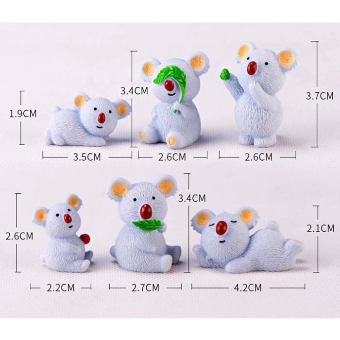 6-Piece Mini Koala Figure Set – Cute Resin Garden & DIY Craft Decorations For Fairy Gardens & Displays