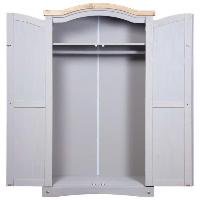 [France Stock] Armoire de Rangement DE Chambre Garderobe Pin