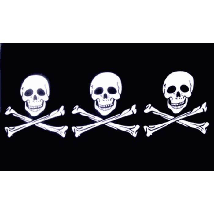 Drapeau Pirate 3 têtes de mort 150x90cm - corsaire - pirates Haute qualité  - Cdiscount Maison