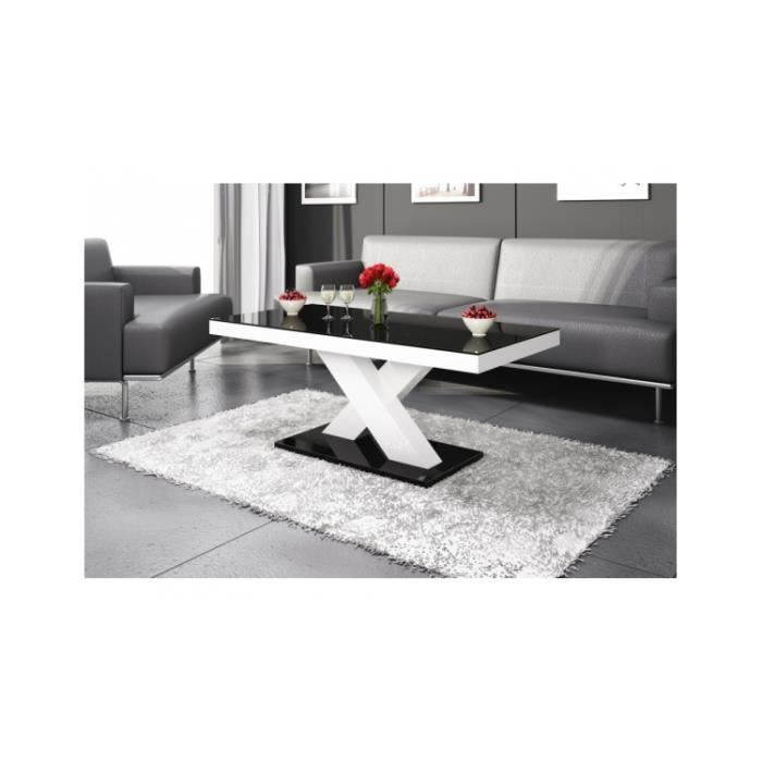 table basse design 120 cm x 60 cm x 49 cm - noir/blanc