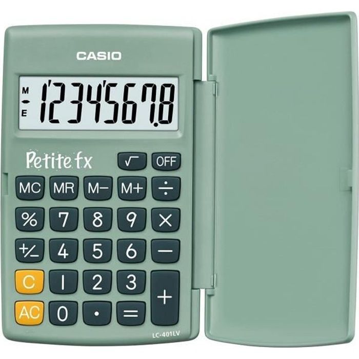 Calculatrice scolaire - CASIO - Fx - Petit format - Vert - Couvercle pivotant