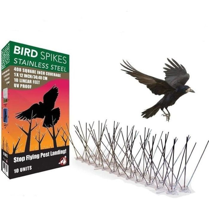 Répulsif Pigeon Kit Pics pour Oiseaux en Acier Inoxydable, 5 pièces de pic pigeon en acier inoxydable ( 50cm)