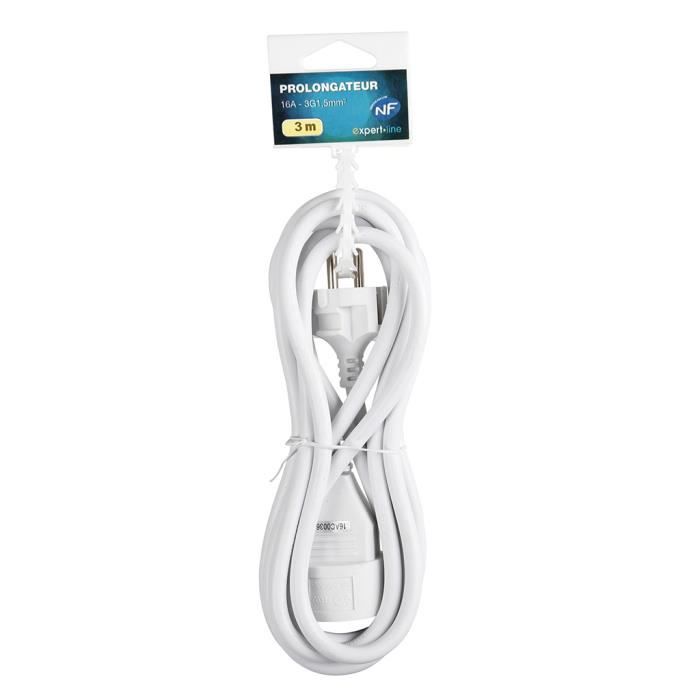 EXPERT LINE Rallonge électrique câble 3 m 16A 3x1,5 mm² - Cdiscount ...
