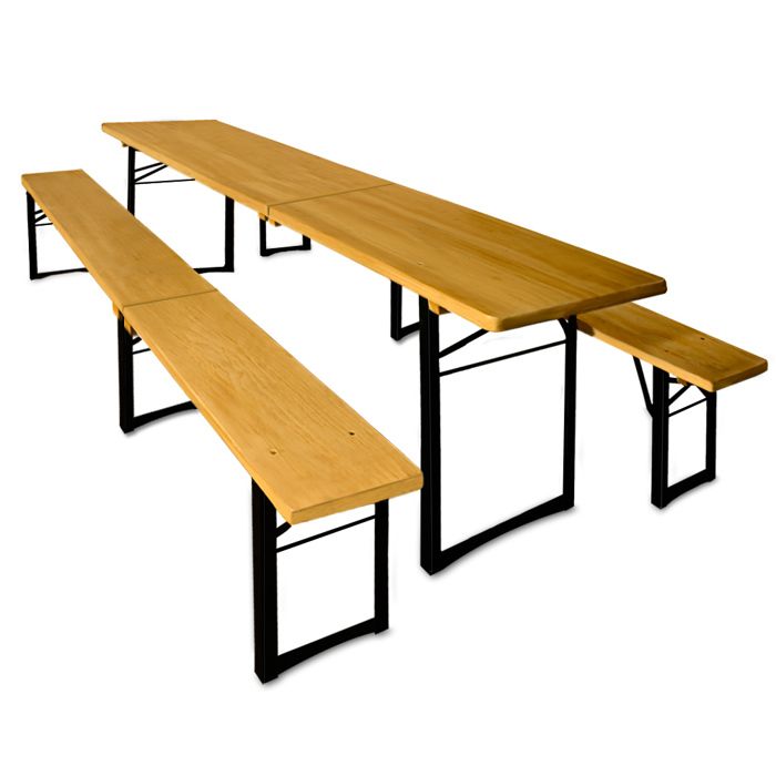 Ensemble table et bancs pliable en Bois 220 cm - DEUBA - Urbain