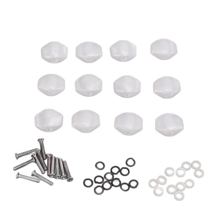 Lot De 6 Boutons De Réglage (mécaniques) Guitare Perle Blanche - Forme Ovale, Avec Vis, Pour Remplacement - 5