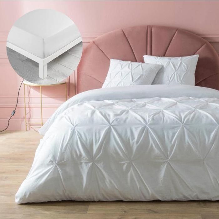 Housse de Couette 240 x 220 cm + 2 Taies + Drap-Housse 140 x 190 cm – Coton 57 Fils – Heloise Blanc Housse de Couette 240 x 220 cm + 2 Taies + Drap-Housse 140 x 190 cm – Coton 57 Fils – Heloise Blanc