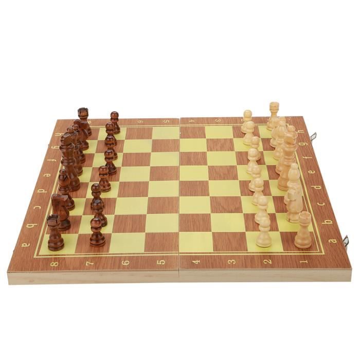 Jeu d'Échecs Figurines Sculptées en Bois - - Echiquier Boutique