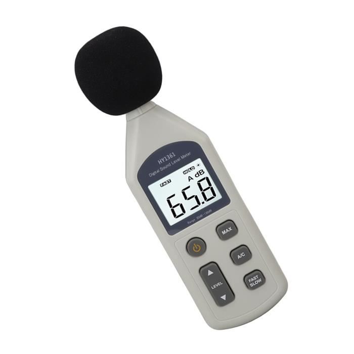 Sonomètre Professionnel 30-130dB Avec Écran LED 11" - Décibelmètre Température Humidité - Alarme