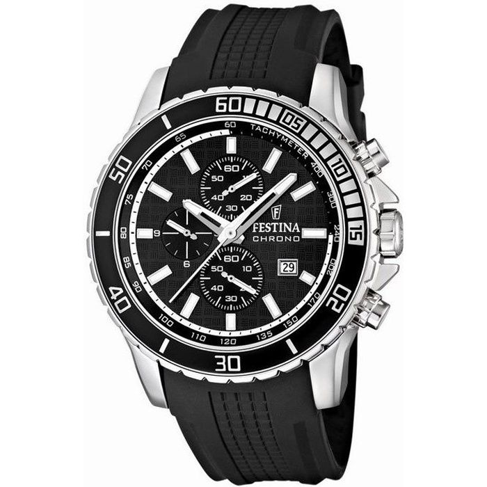 Montre Homme Festina F16561 1 Bracelet Silicone Noir Sport