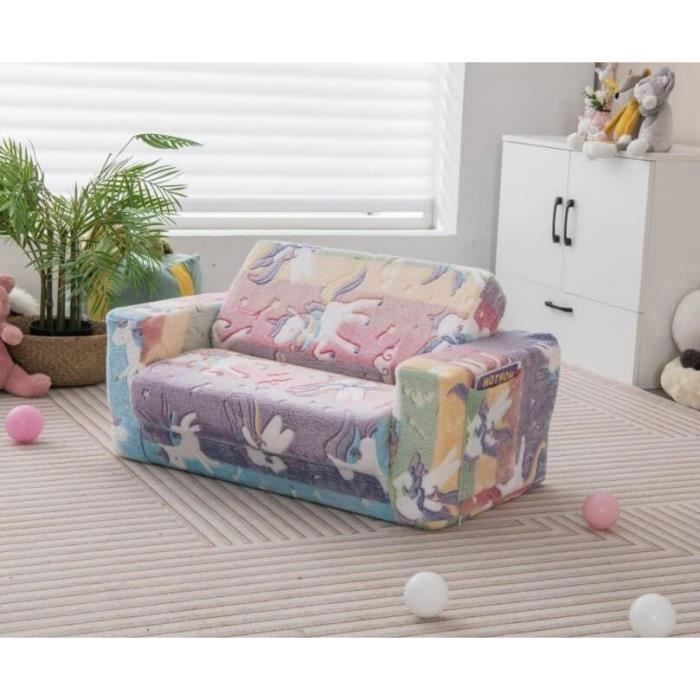 GOPLUS Canapé Pour Enfants En Velours Rembourré - Fauteuil Ergonomique 0-5 Ans Avec Dossier Et Accoudoirs - Gris