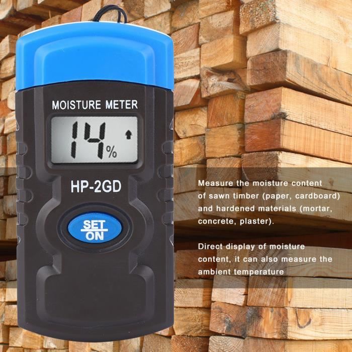 Dr.meter Testeur D'Humidité 2 En 1 Bois & Murs - Avec Ou Sans Broches, Écran LCD Rétroéclairé, Alerte Sonore