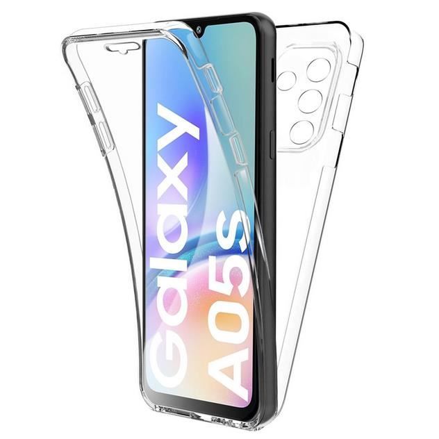 Coque pour Samsung Galaxy A05s - housse etui silicone gel fine 360 integrale (avant et arriere) + film ecran - TRANSPARENT