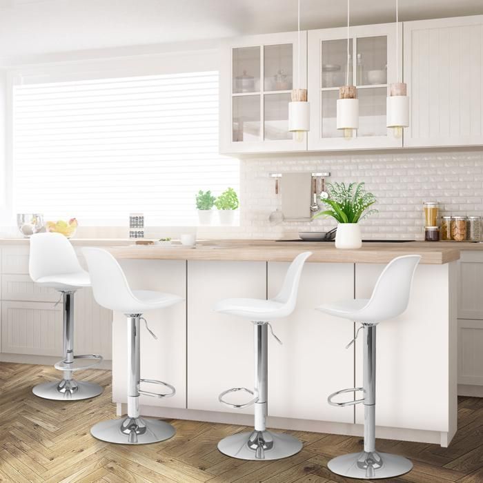 IDMARKET Lot de 4 tabourets de bar KARL design blanc IDMARKET Lot de 4 tabourets de bar KARL design blanc