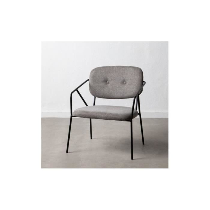 chaise tissu capitonné gris foncé avec accoudoirs - ixia - bureau - elégance - chic - 1 place - intérieur
